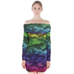 Rainbow Camouflage Long Sleeve Off Shoulder Dress