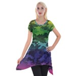 Rainbow Camouflage Short Sleeve Side Drop Tunic