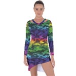 Rainbow Camouflage Asymmetric Cut-Out Shift Dress