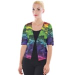 Rainbow Camouflage Cropped Button Cardigan