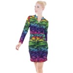 Rainbow Camouflage Button Long Sleeve Dress