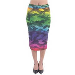 Velvet Midi Pencil Skirt 
