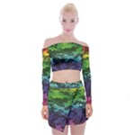 Rainbow Camouflage Off Shoulder Top with Mini Skirt Set