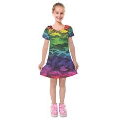 Rainbow Camouflage Kids  Short Sleeve Velvet Dress from ArtsNow.com