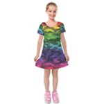 Rainbow Camouflage Kids  Short Sleeve Velvet Dress