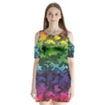 Rainbow Camouflage Shoulder Cutout Velvet One Piece