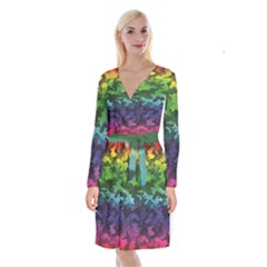 Long Sleeve Velvet Front Wrap Dress 