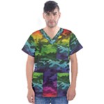 Rainbow Camouflage Men s V-Neck Scrub Top