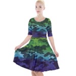 Rainbow Camouflage Quarter Sleeve A-Line Dress