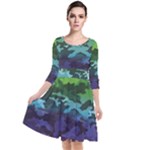 Rainbow Camouflage Quarter Sleeve Waist Band Dress