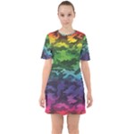 Rainbow Camouflage Sixties Short Sleeve Mini Dress