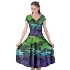 Rainbow Camouflage Cap Sleeve Wrap Front Dress from ArtsNow.com
