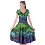 Rainbow Camouflage Cap Sleeve Wrap Front Dress