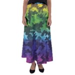 Rainbow Camouflage Flared Maxi Skirt