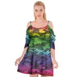 Rainbow Camouflage Cutout Spaghetti Strap Chiffon Dress