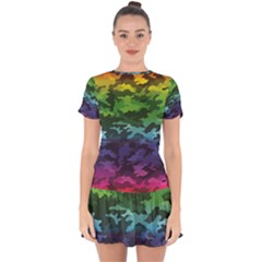 Drop Hem Mini Chiffon Dress 
