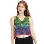 Rainbow Camouflage V-Neck Cropped Tank Top