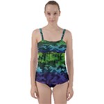 Rainbow Camouflage Twist Front Tankini Set