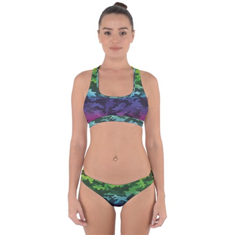 Rainbow Camouflage Cross Back Hipster Bikini Set from ArtsNow.com