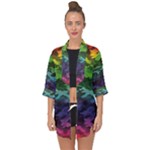 Rainbow Camouflage Open Front Chiffon Kimono