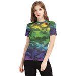 Rainbow Camouflage Women s Short Sleeve Rash Guard