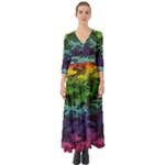 Rainbow Camouflage Button Up Boho Maxi Dress