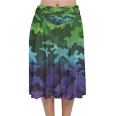 Velvet Flared Midi Skirt 