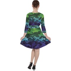 Quarter Sleeve Ruffle Waist Dress 