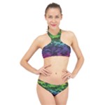 Rainbow Camouflage High Neck Bikini Set