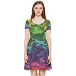 Rainbow Camouflage Inside Out Cap Sleeve Dress