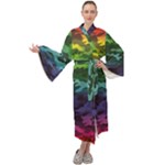 Rainbow Camouflage Maxi Velour Kimono