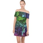 Rainbow Camouflage Off Shoulder Chiffon Dress