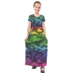 Rainbow Camouflage Kids  Short Sleeve Maxi Dress