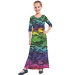 Rainbow Camouflage Kids  Quarter Sleeve Maxi Dress