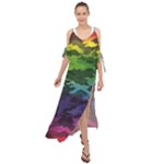 Rainbow Camouflage Maxi Chiffon Cover Up Dress