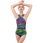 Rainbow Camouflage Cross Front Low Back Swimsuit