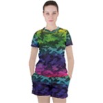 Rainbow Camouflage Women s Tee and Shorts Set