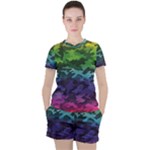 Rainbow Camouflage Women s Tee and Shorts Set