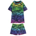 Rainbow Camouflage Kids  Swim Tee and Shorts Set