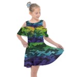 Rainbow Camouflage Kids  Shoulder Cutout Chiffon Dress