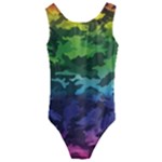 Rainbow Camouflage Kids  Cut-Out Back One Piece Swimsuit