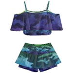 Rainbow Camouflage Kids  Off Shoulder Skirt Bikini