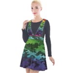 Rainbow Camouflage Plunge Pinafore Velour Dress