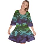 Rainbow Camouflage Velour Kimono Dress