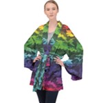 Rainbow Camouflage Long Sleeve Velvet Kimono 