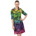 Rainbow Camouflage Long Sleeve Mini Shirt Dress