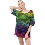 Rainbow Camouflage Oversized Chiffon Top