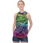 Rainbow Camouflage High Neck Satin Top