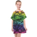 Rainbow Camouflage Kids  One Piece Chiffon Dress