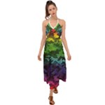 Rainbow Camouflage Halter Tie Back Dress 